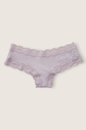 Victoria's Secret Stretch Coton Dentelle Trim Cheeky Knickers Violette Grise | XJHL-52863