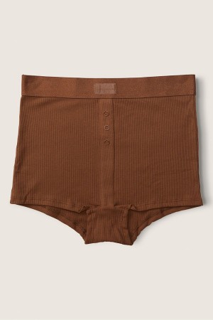 Victoria's Secret Stretch Coton High Taille Rib Corta Knickers Marron | RDHI-25706