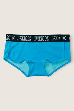 Victoria's Secret Stretch Coton Logo Corta Knickers Bleu | OFRJ-17824