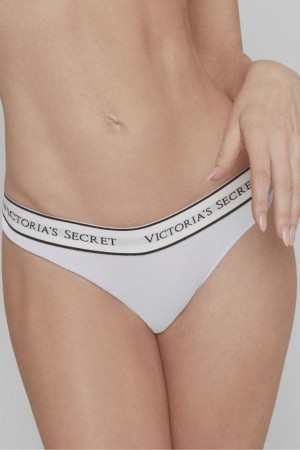 Victoria's Secret Stretch Coton Logo Knickers Blanche | NTRW-23519