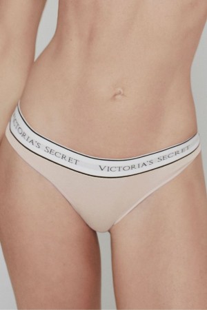 Victoria's Secret Stretch Coton Logo Knickers Nude | RKFI-54097