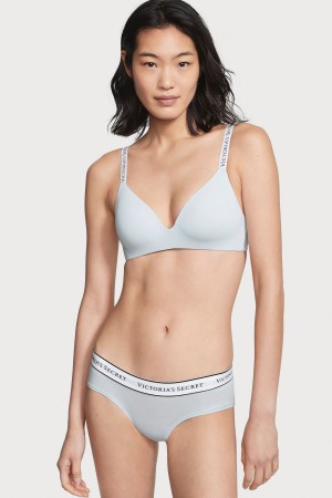 Victoria's Secret Stretch Coton Logo Knickers Bleu | RNUD-98705