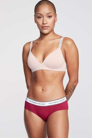 Victoria's Secret Stretch Coton Logo Knickers Bordeaux Rouge | NQXZ-92068