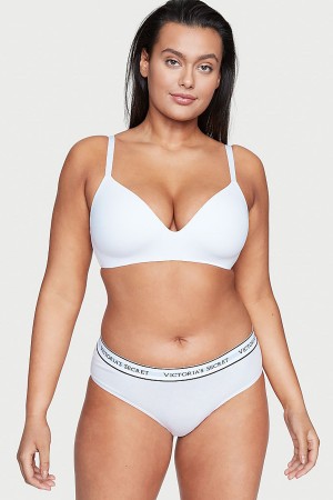 Victoria's Secret Stretch Coton Logo Knickers Blanche | IMOL-46209