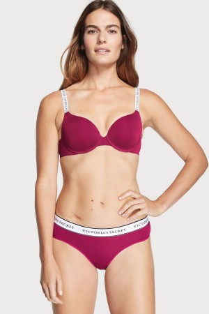 Victoria's Secret Stretch Coton Logo Knickers Bordeaux Rouge | TJSH-04736