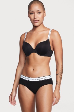 Victoria's Secret Stretch Coton Logo Knickers Noir | QOAG-63295