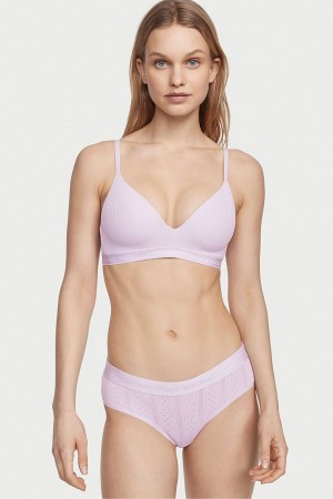 Victoria's Secret Stretch Coton Logo Taille Pointelle Hipster Knickers Violette | NWXV-50934