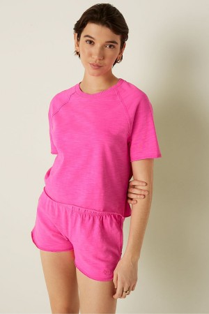 Victoria's Secret Summer Lounge Coton Pyjama Corta Sleeve TShirt Rose | ZENY-26401