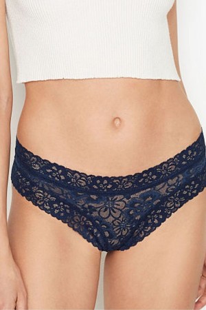 Victoria's Secret The Lacie Dentelle Cheeky Knickers Bleu Marine Bleu | SKUB-51927