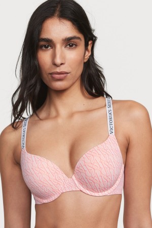 Victoria's Secret The T-Shirt Full Coverage Push Up Logo Bra Rose | UREG-89430