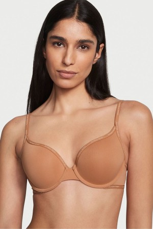 Victoria's Secret The T-Shirt Lightly Doublée Logo Brides Full Cup Bra Honey Glow Nude | TBAK-50923