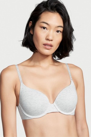 Victoria's Secret The T-Shirt Lightly Doublée Logo Brides Full Cup Bra Grise | ACBT-69301