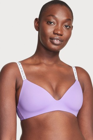 Victoria's Secret The T-Shirt Non Wired Logo T-Shirt Bra Bleu | PCTV-10724