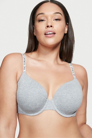 Victoria's Secret The T-Shirt Push Up Logo Brides Bra Grise | LXGC-97530