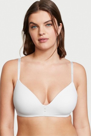 Victoria's Secret The T-Shirt Smooth Lightly Doublée Non Wired T-Shirt Bra Blanche | VUYP-31278