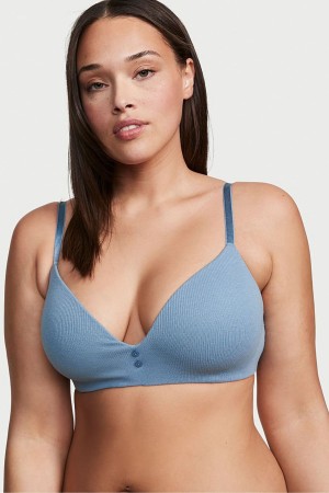 Victoria's Secret The T-Shirt Smooth Lightly Doublée Non Wired T-Shirt Bra Bleu | PJWF-72365