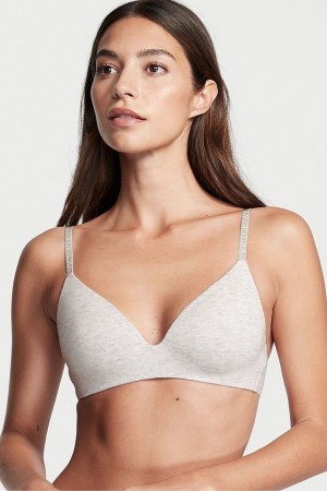 Victoria's Secret The T-Shirt Smooth Logo Brides Lightly Doublée Non Wired T-Shirt Bra Grise | WKRV-27039