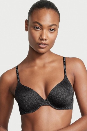 Victoria's Secret The T-Shirt Smooth Logo Brides Lightly Doublée Full Cup T-Shirt Bra Noir | MSYN-97564