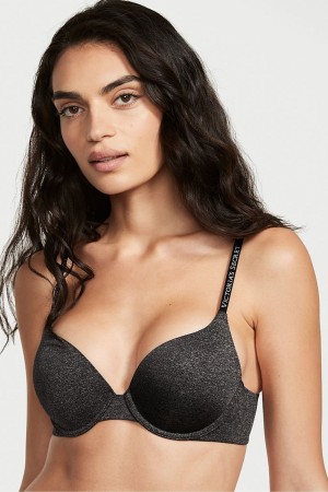 Victoria's Secret The T-Shirt Smooth Logo Brides Full Cup Push Up T-Shirt Bra Noir | HAIQ-78165