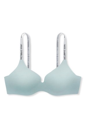 Victoria's Secret The T-Shirt Smooth Logo Brides Lightly Doublée Non Wired T-Shirt Bra Bleu | PFBO-95067