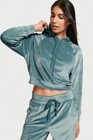 Victoria's Secret Velour Lounge Zip Up Hoodie Vert | FPSY-85702