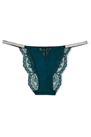 Victoria's Secret Very Sexy Dentelle Shine Brides Lanières Knickers Noir Vert | AGVU-71204