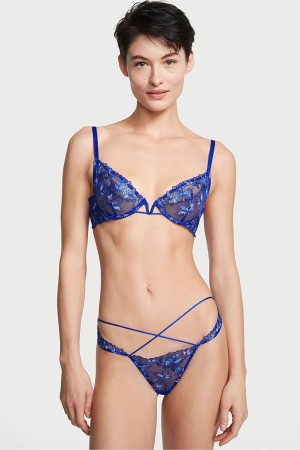 Victoria's Secret Very Sexy Embroidered Knickers Bleu | SBCE-23415