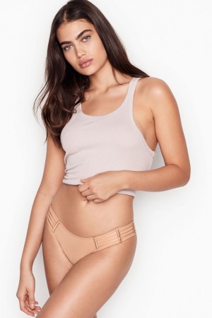 Victoria's Secret Very Sexy Mesh Cheekini Knickers Sweet Nougat Nude | WQNL-16340