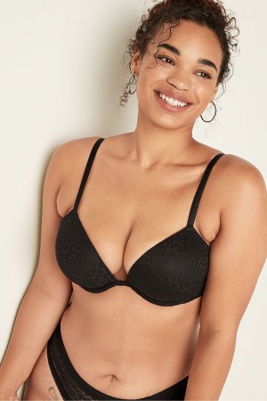 Victoria's Secret Wear Everywhere Add 2 Cups Dentelle Push Up T-Shirt Bra Noir | KGSN-69073