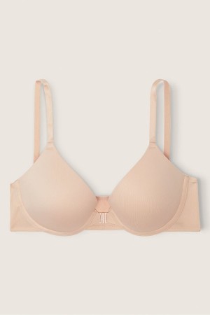 Victoria's Secret Wear Everywhere Front Fixation Push Up T-Shirt Bra Beige | ACDO-24359