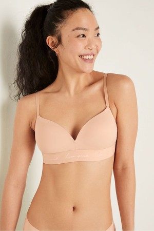 Victoria's Secret Wear Everywhere Smooth Non Wired Push Up T-Shirt Bra Champagne Nude | XIFZ-43298