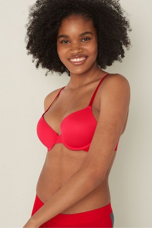 Victoria's Secret Wear Everywhere Smooth Push Up T-Shirt Bra Rouge | NPFJ-87345