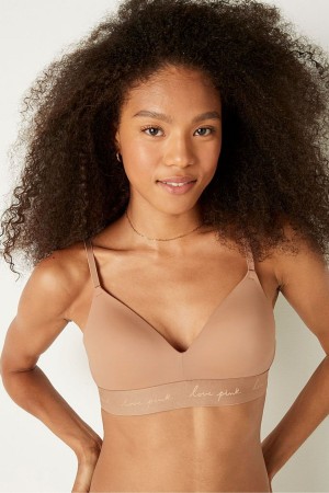 Victoria's Secret Wear Everywhere Smooth Lightly Doublée Non Wired T-Shirt Bra Mocha Latte Nude | PKIC-25940