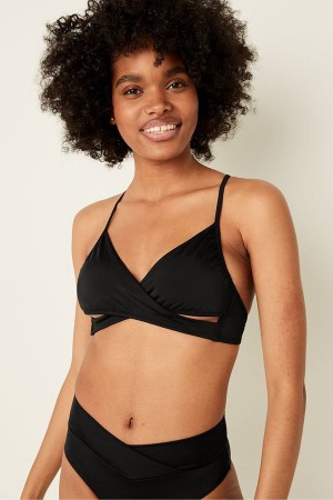 Victoria's Secret Wrap Bikini Top Noir Noir | ZNXG-51496