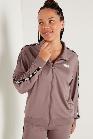 Victoria's Secret Zip Up Long Sleeve Sweatshirt Cafe Marron | DAQZ-23815