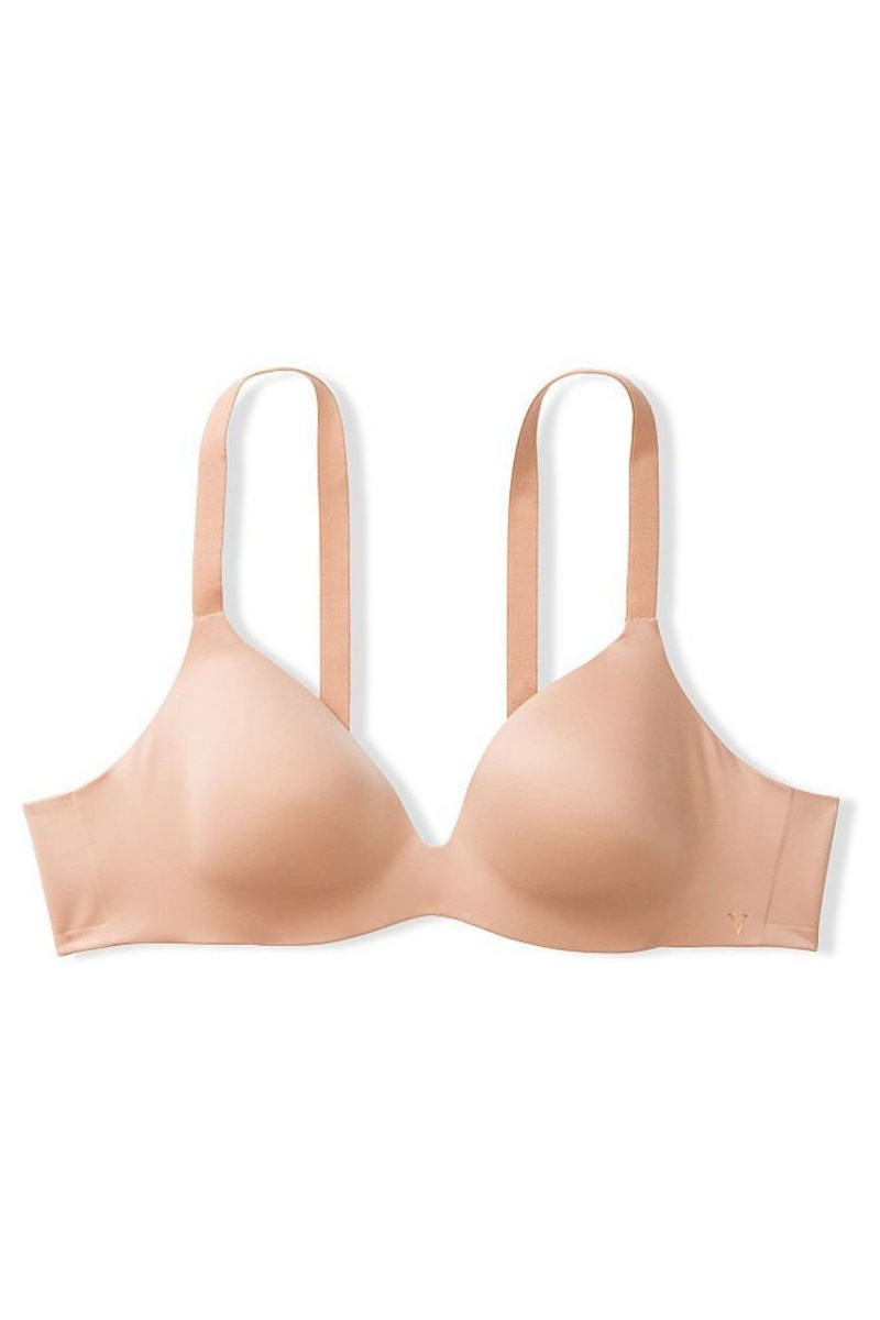 Victoria's Secret Bare Smooth Lightly Doublée Plunge Non Wired Bra Champagne Nude | GPML-65289