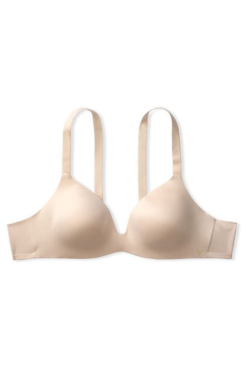 Victoria's Secret Bare Smooth Lightly Doublée Plunge Non Wired Bra Champagne Nude | RDBW-38756