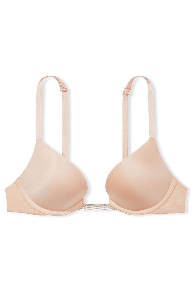 Victoria's Secret Bare Smooth Plunge Shine Multiway Bra Marzipan Nude | URJO-48052