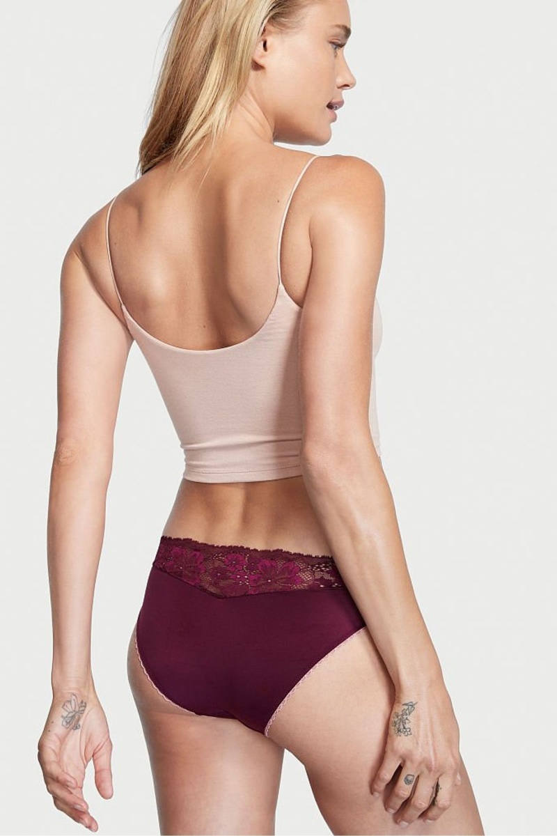 Victoria's Secret Body by Victoria Dentelle Taille Bikini Knickers Bordeaux Violette | QDTJ-39758