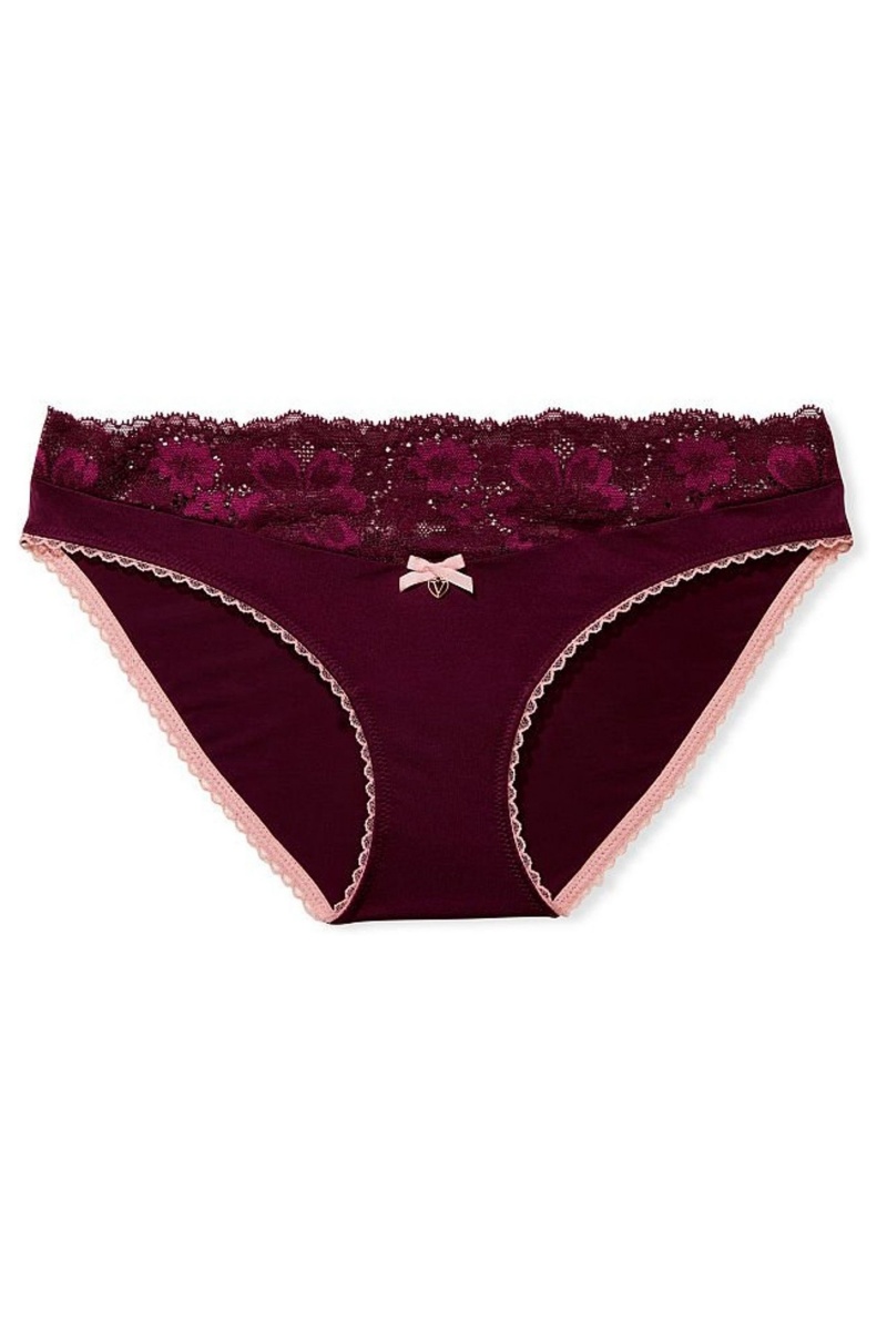 Victoria's Secret Body by Victoria Dentelle Taille Bikini Knickers Bordeaux Violette | QDTJ-39758