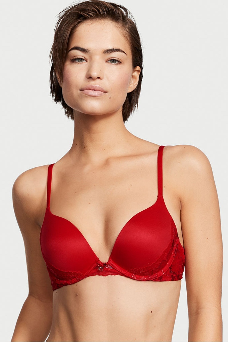 Victoria\'s Secret Body by Victoria Dentelle Trim Push Up Bra Rouge | LWOP-45132