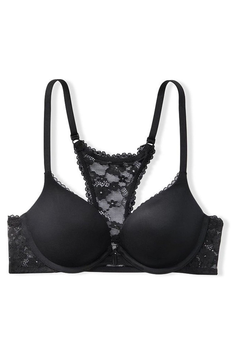 Victoria's Secret Body by Victoria Dentelle Trim Front Fixation Push Up Bra Noir | NSFC-31754