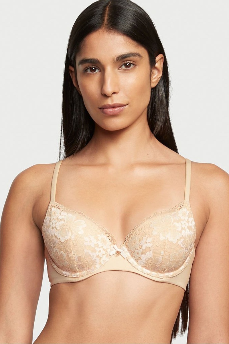 Victoria\'s Secret Body by Victoria Front Fixation Dentelle Trim Lightly Doublée Demi Bra Champagne Xdye Nude | XTYE-46810