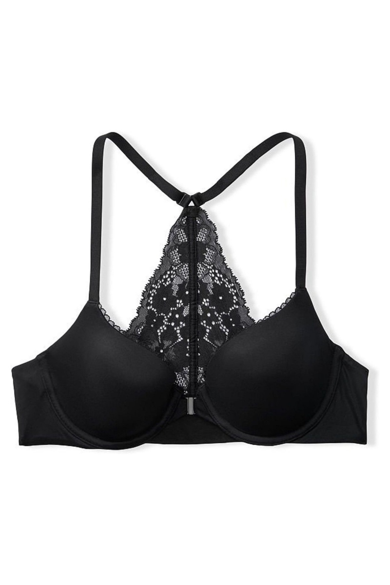 Victoria's Secret Body by Victoria Front Fixation Dentelle Trim Lightly Doublée Demi Bra Noir | FCLR-52386