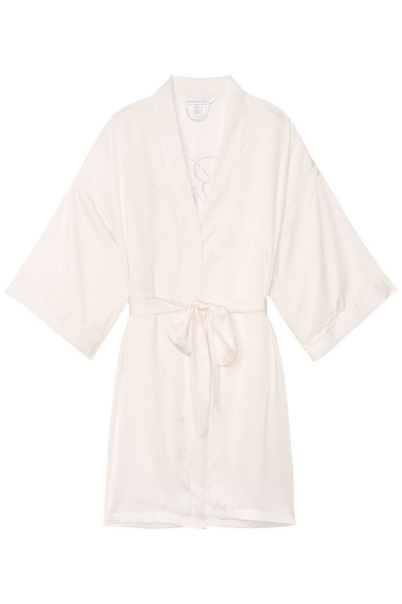 Victoria's Secret Bridal Satin Bride Embellished Robe Blanche | ZFRL-52041