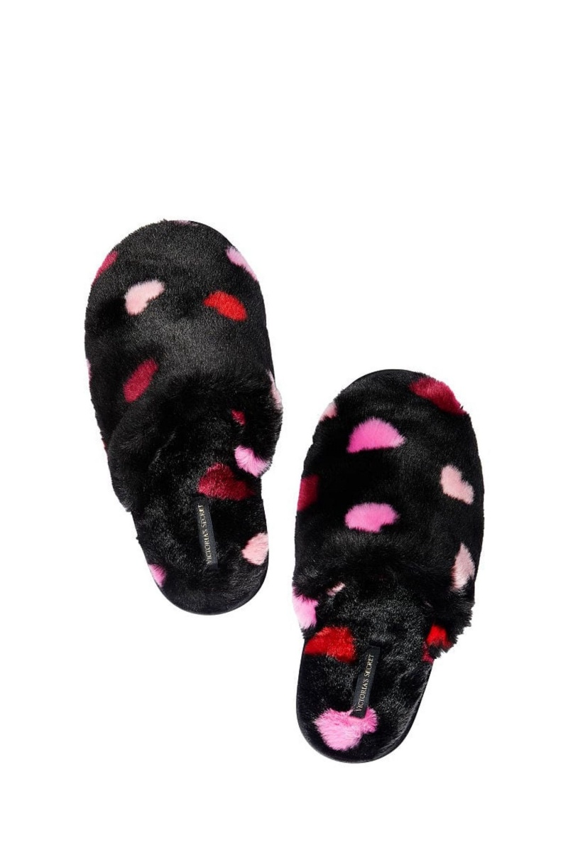 Victoria\'s Secret Closed Embout Faux Fur Chaussons Noir | CAKE-62358