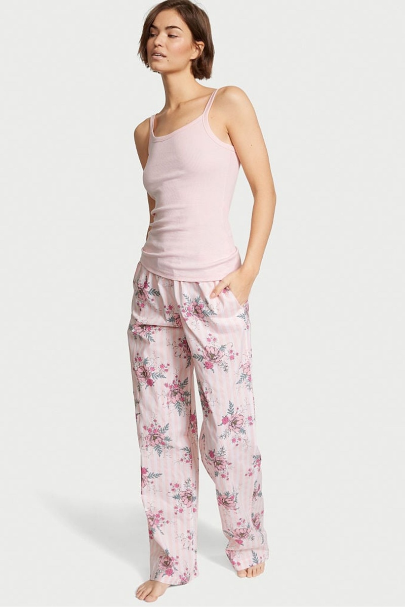 Victoria\'s Secret Coton Long Pyjamas Rose | HEXA-73590