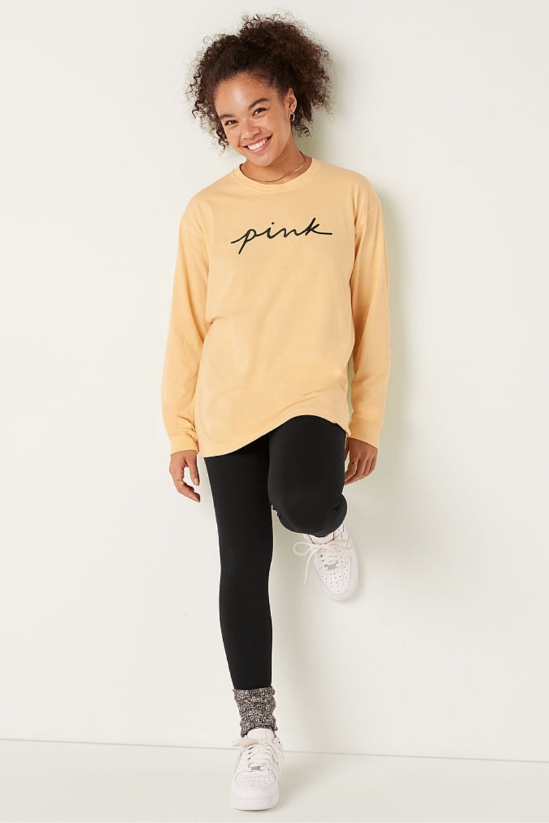 Victoria's Secret Coton Long Sleeve Campus T-Shirt Rose | BIKC-23015