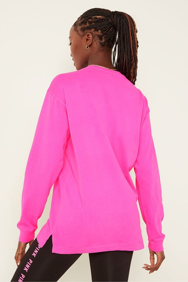 Victoria's Secret Coton Long Sleeve Campus T-Shirt Rose | OVPK-65890