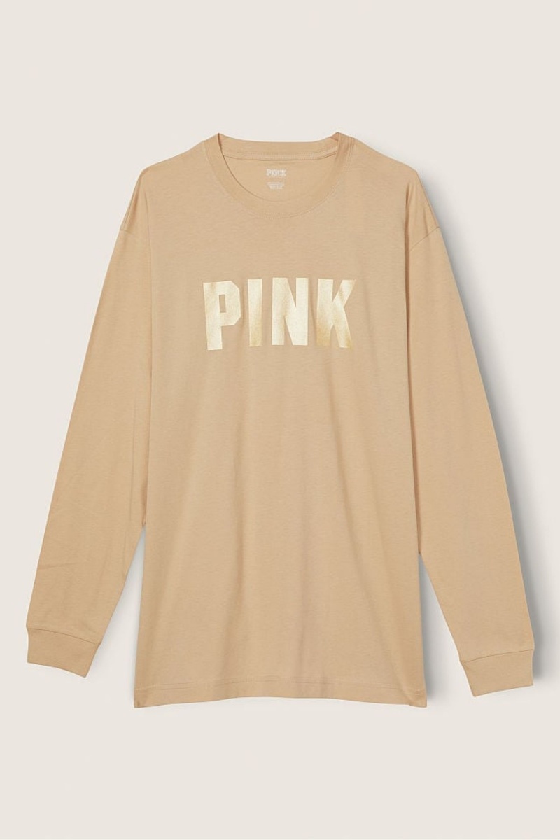 Victoria's Secret Coton Long Sleeve Campus T-Shirt Rose | XLUV-27491